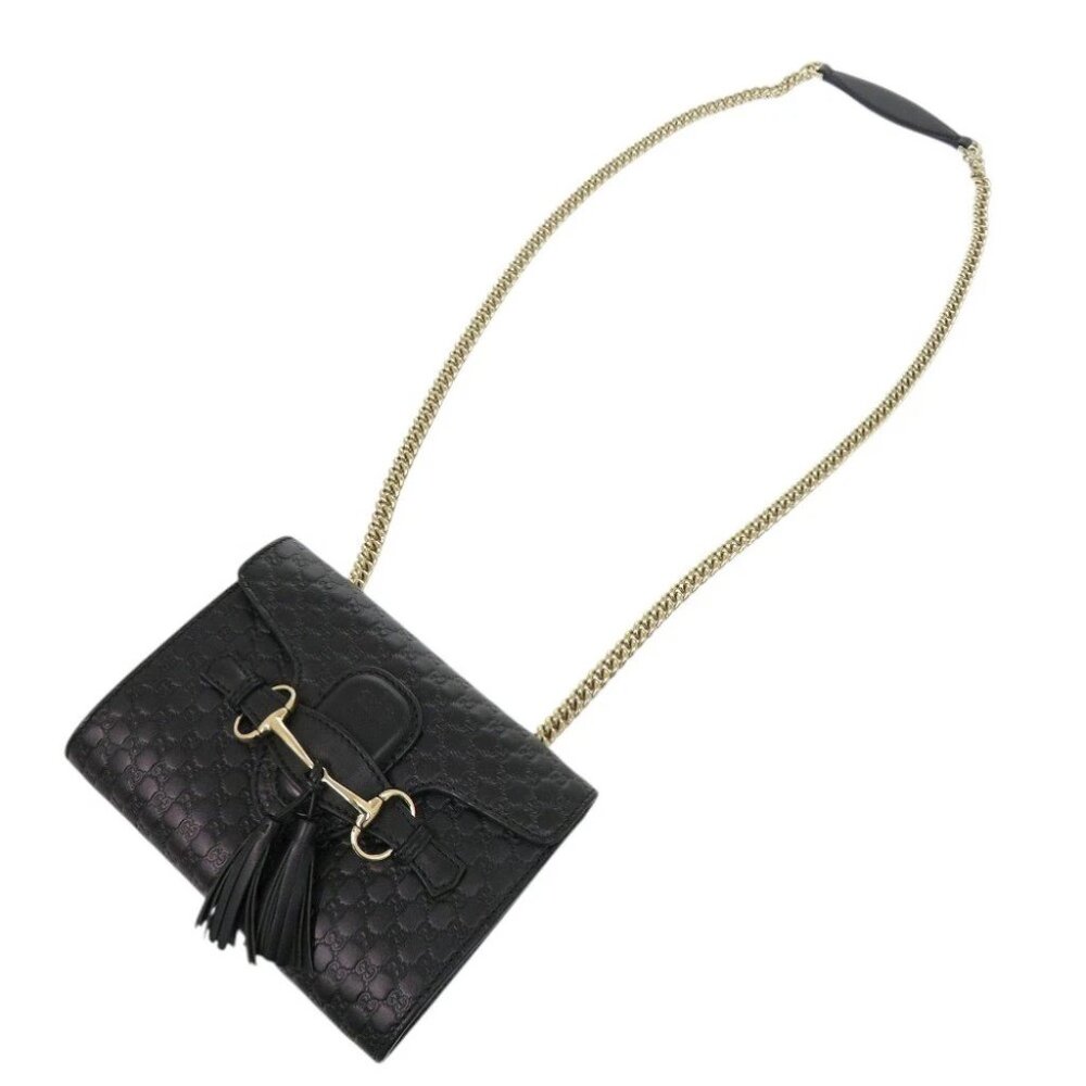 AUTHENTIC GUCCIMicro Guccissima Emily Black Leather Shoulder Bag LTJ831-011226 - Picture 3 of 7